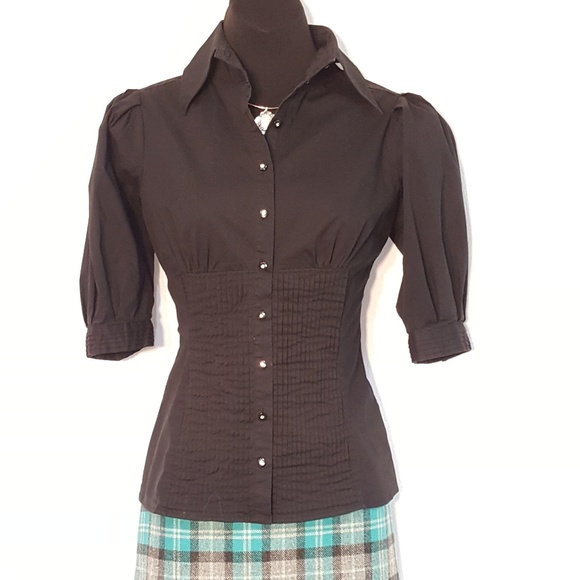 Bebe Corset Blouse Top Bling Party Top Shirt M - Picture 1 of 7